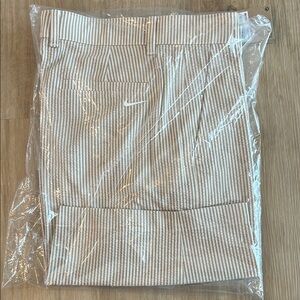 Nike Men's Beige and White Seersucker Flat Front Shorts